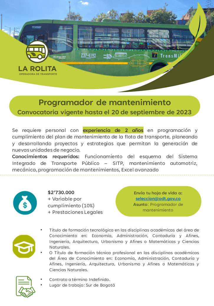 Oferta Laboral Programador de Mantenimiento
