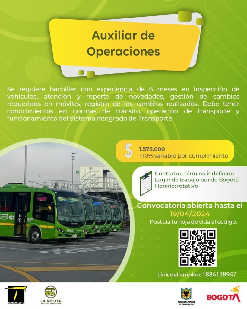 Oferta laboral de Auxiliar de Operaciones
