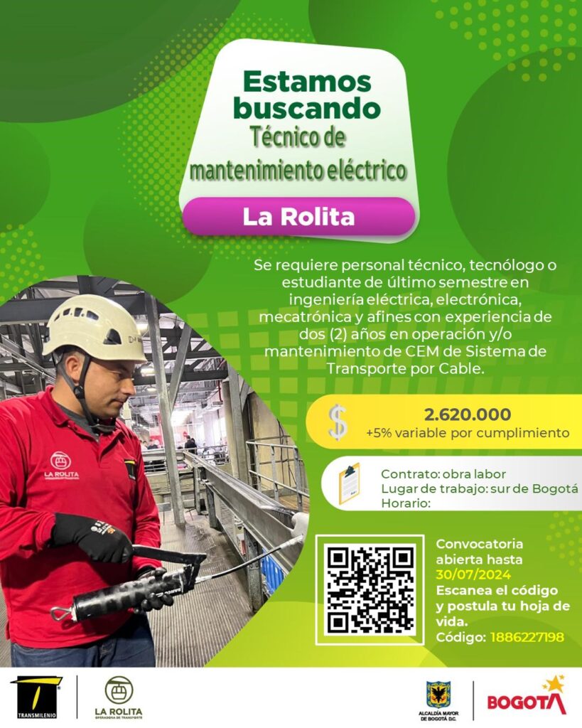 Oferta de trabajo de técnico de mantenimiento eléctrico.