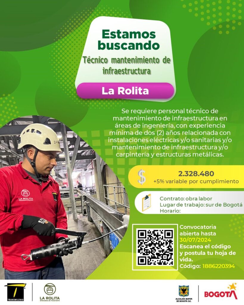 Oferta de trabajo de técnico mantenimiento de infraestructura.