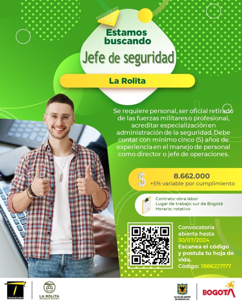 Oferta de trabajo para jefe de seguridad.