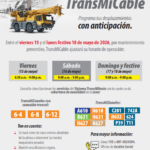 Imagen informativa sobre el cierre temporal de TransMiCable entre el 15 y 18 de mayo